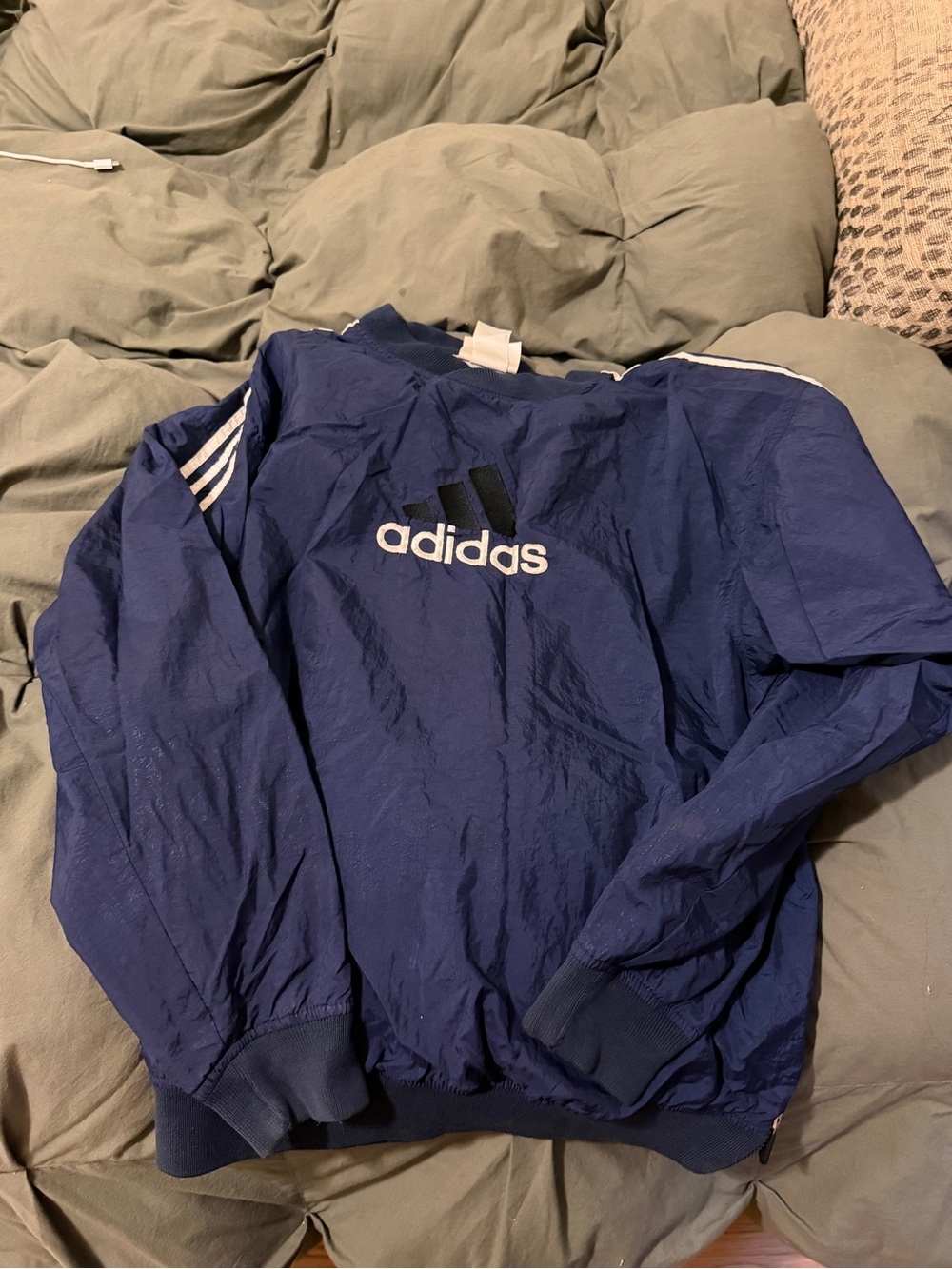 adidas Navy Blue Pullover Jacket with White Logo